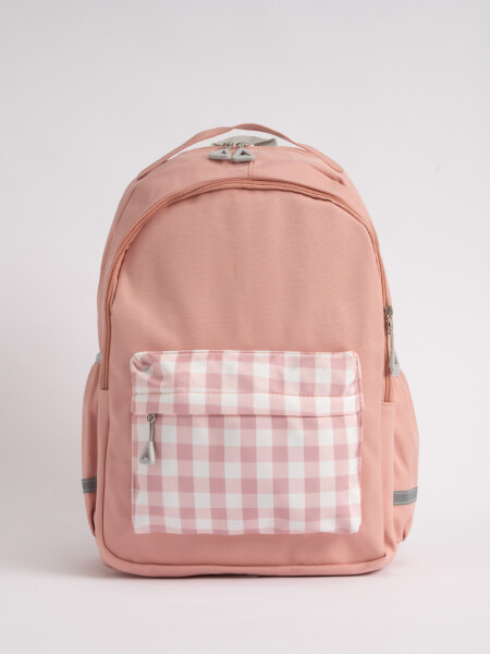 Mochila bolsillo cuadrille Rosada