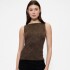 V-SL BOATNECK TOP PRINT BROWN CHEETAH