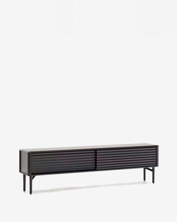 Mueble TV Lenon 200 x 57 cm de madera maciza y chapa de roble negro