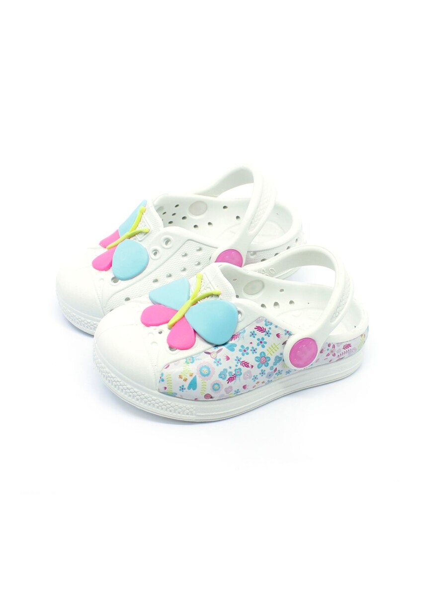 Sandalias Mariposa Floral en Blanco 