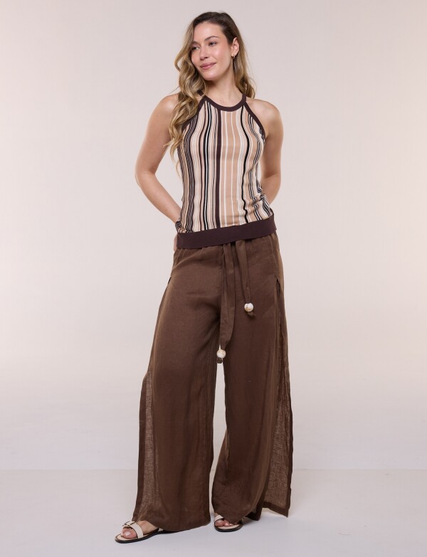 Musculosa Tejida Lineas MULTI/MARRON