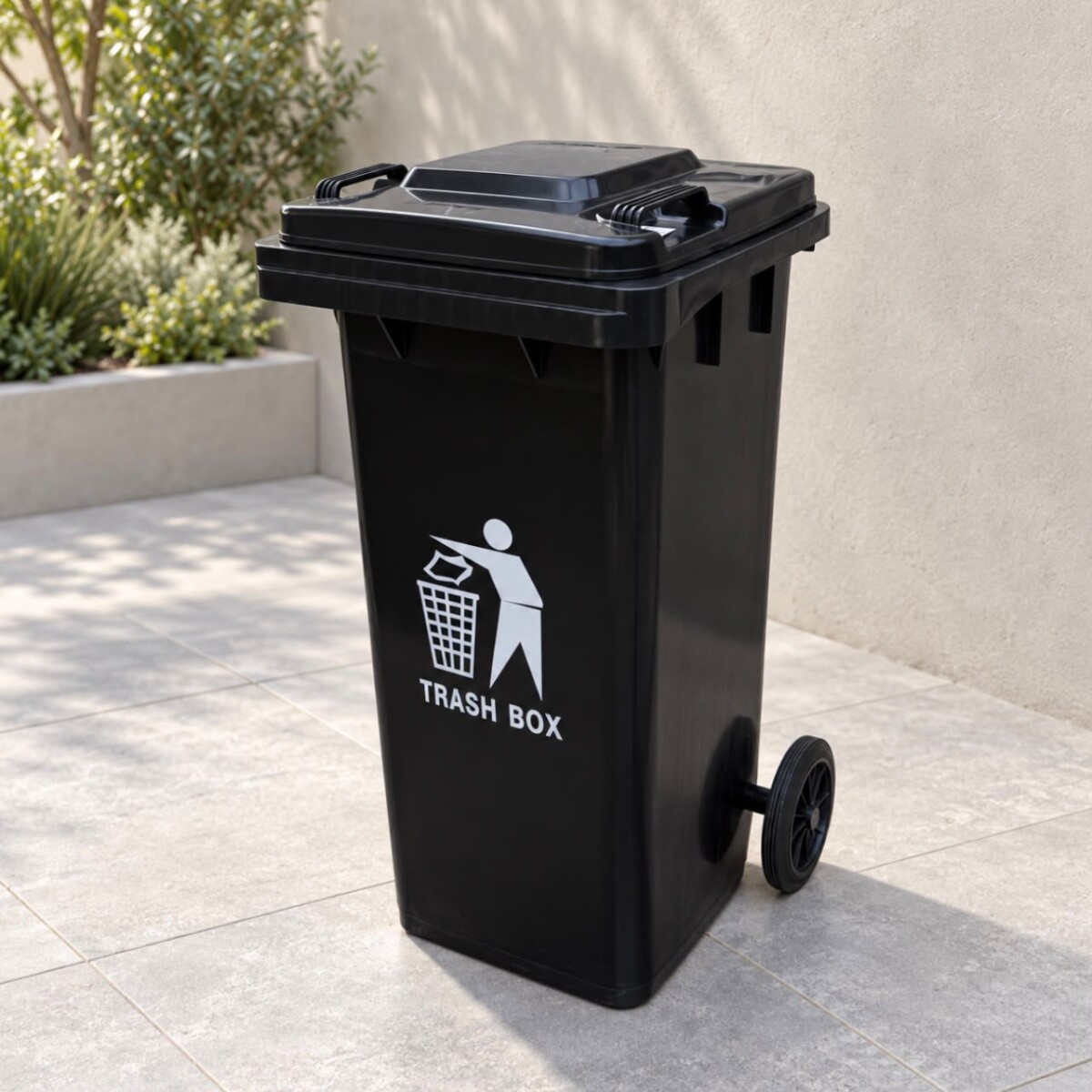 Contenedor de Basura Basurero con Tapa y Ruedas 120 Litros Negro 