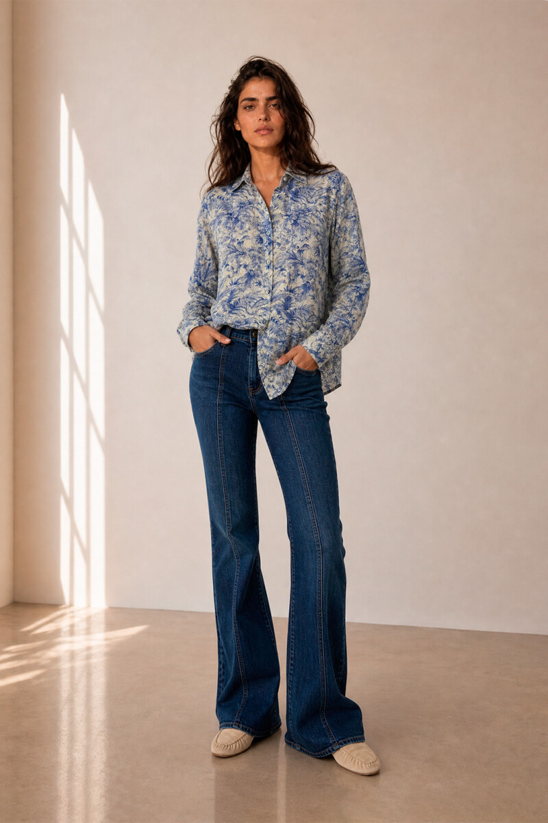 CAMISA JULIETA HOJAS AZUL