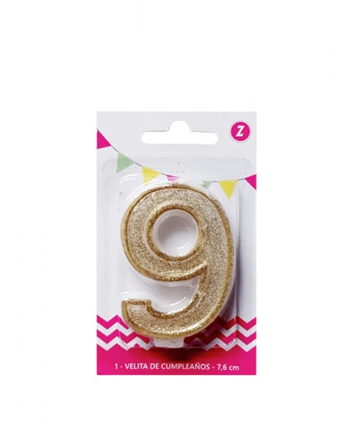 Vela grande glitter n # 9 oro Vela grande glitter n # 9 oro