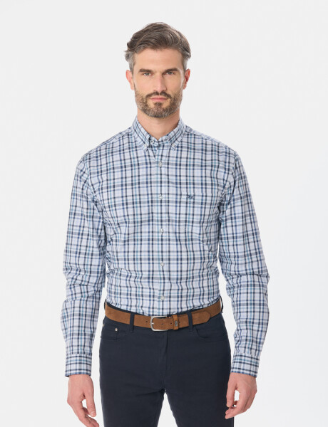 CAMISA CUADROS Celeste