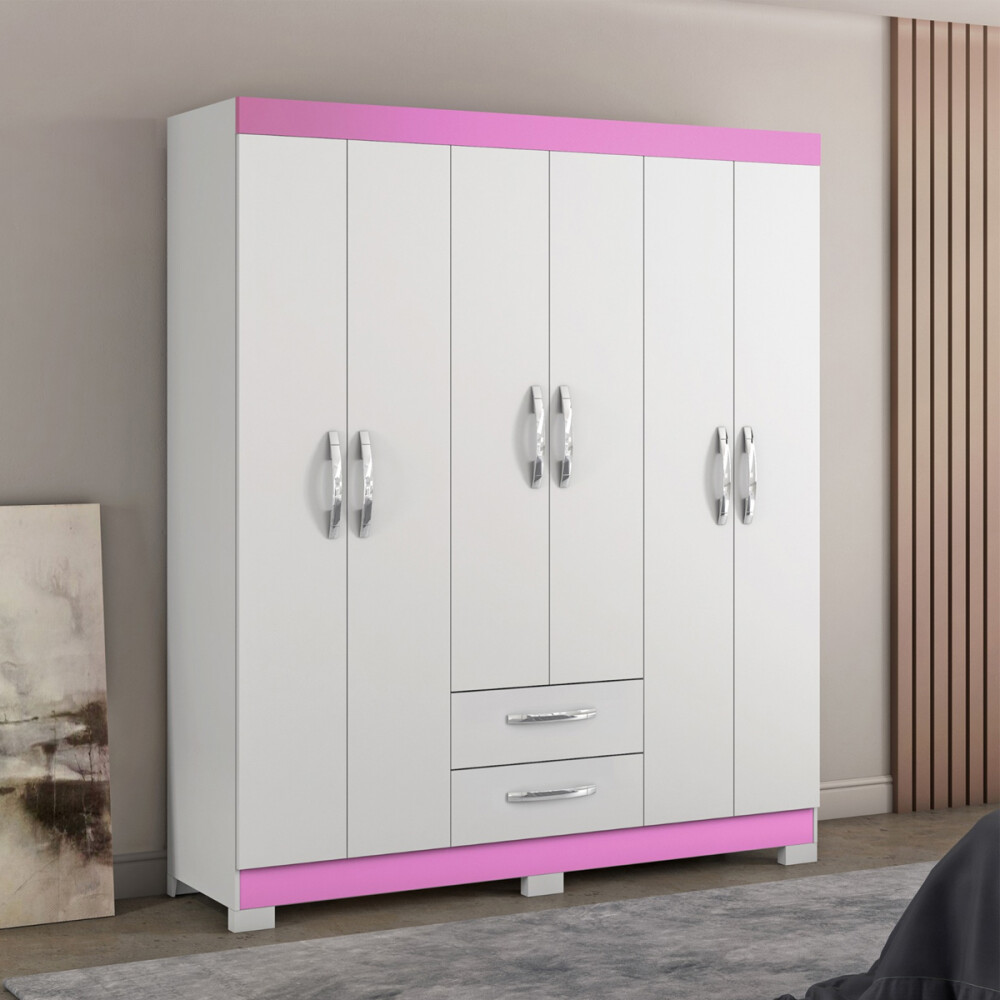 ROPERO 6 PUERTAS 2 CAJONES GUARDARROPA ARMARIO PLACARD CLOSET BLANCO - FLEX