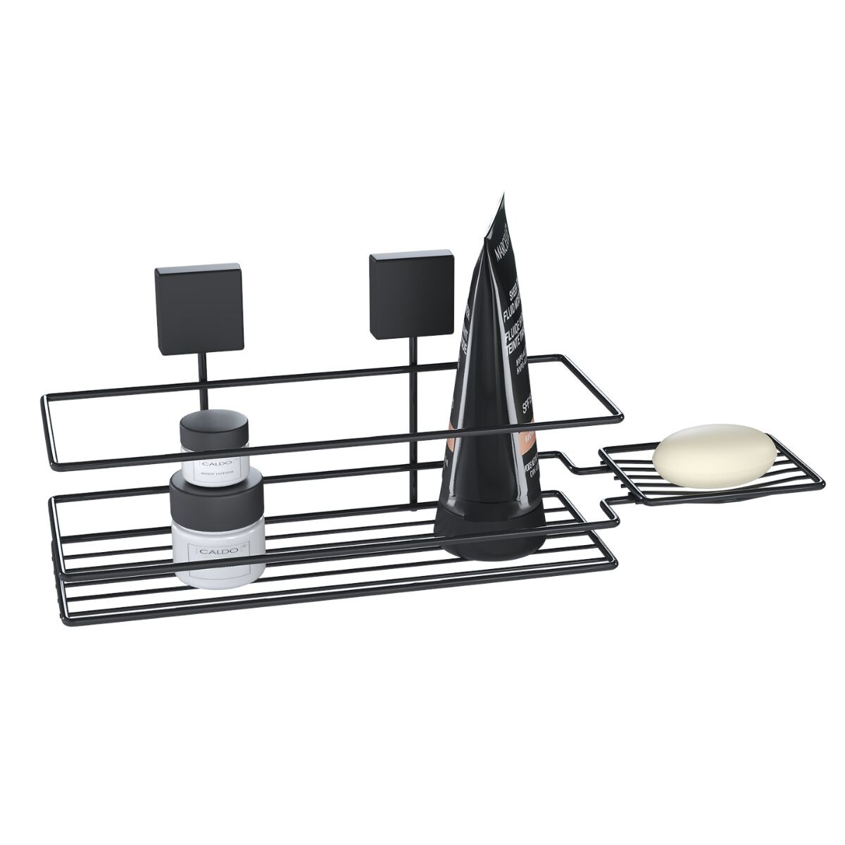 Soporte para shampoo con jabonera - NEGRO 