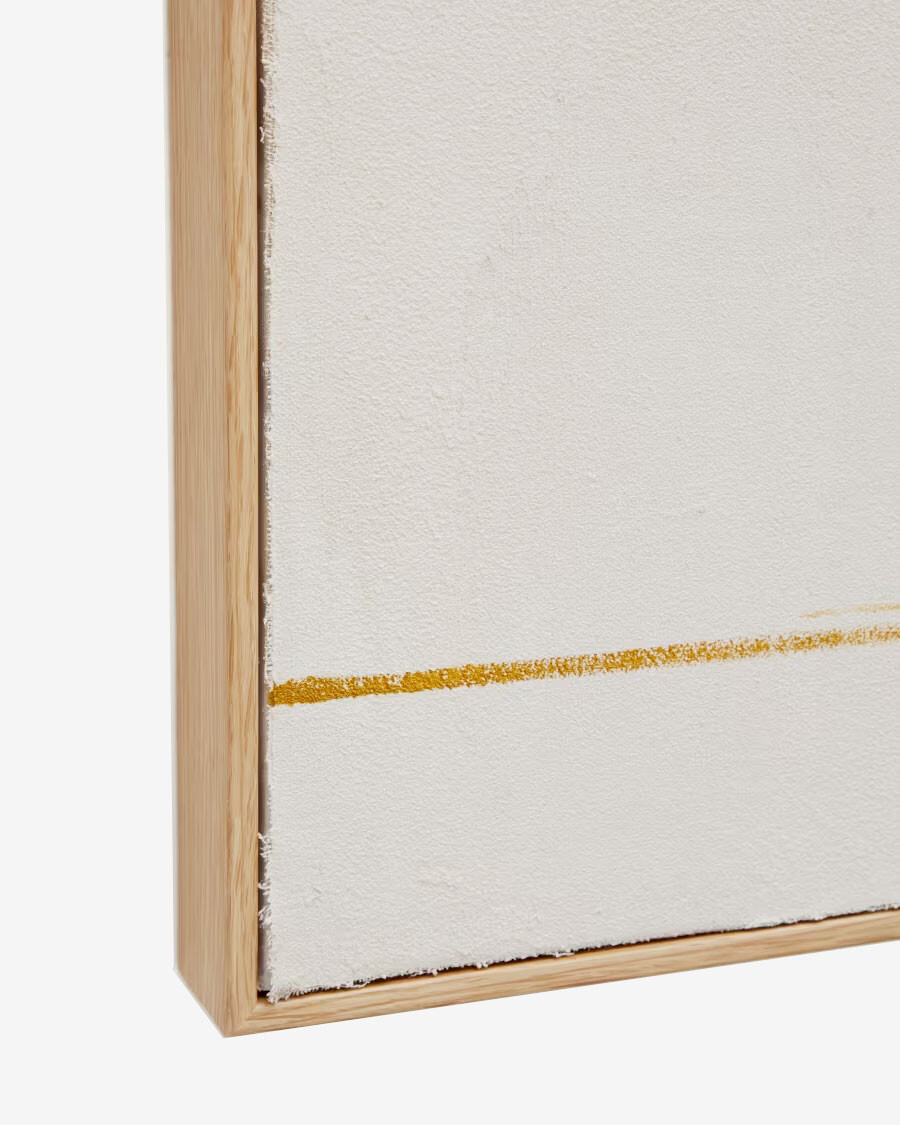 Cuadro abstracto de Salin con raya vertical de lino beige 80 x 100 cm Cuadro abstracto de Salin con raya vertical de lino beige 80 x 100 cm