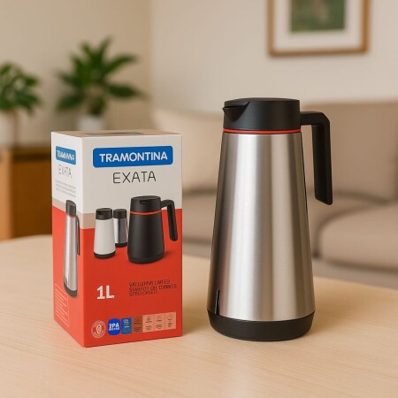 TERMO JARRA TERMICA 1LT ACERO INOXIDABLE TRAMONTINA PLATEADO