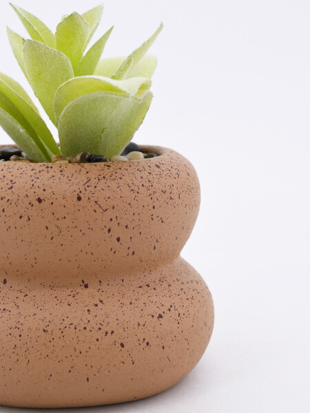 MACETA CERAMICA CON PLANTA BEIGE (V)