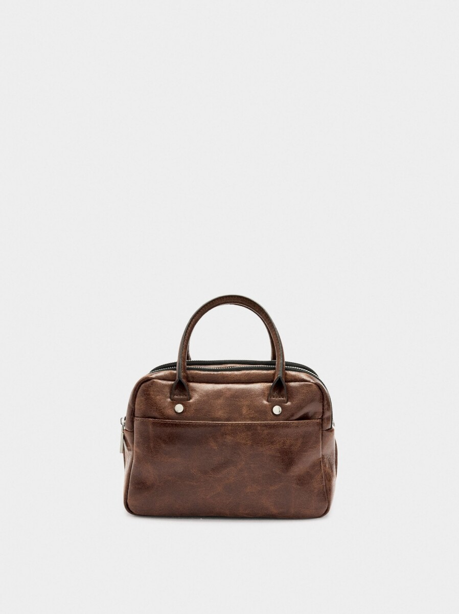Bolso Bowling Efecto Craquelado - marron 