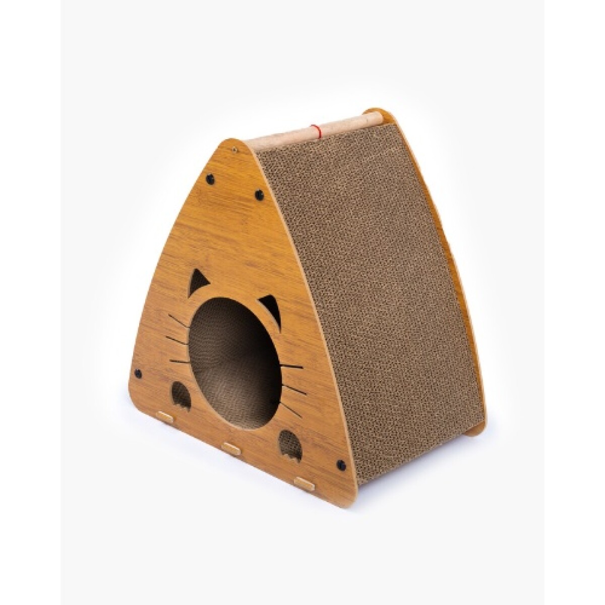 CASA DE MADERA TRIANGULAR CON RASCADOR 45*45*28cm - Casa De Madera Triangular Con Rascador 45*45*28cm 