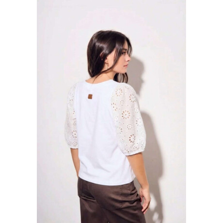 Remera Manga Broderie Blanco
