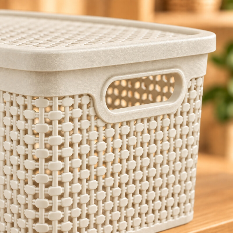 Set x6 Caja simil ratán 7,5 lts BEIGE