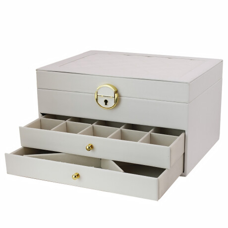 Alhajero 3 pisos y varias divisiones con llave blanco Alhajero 3 pisos y varias divisiones con llave blanco
