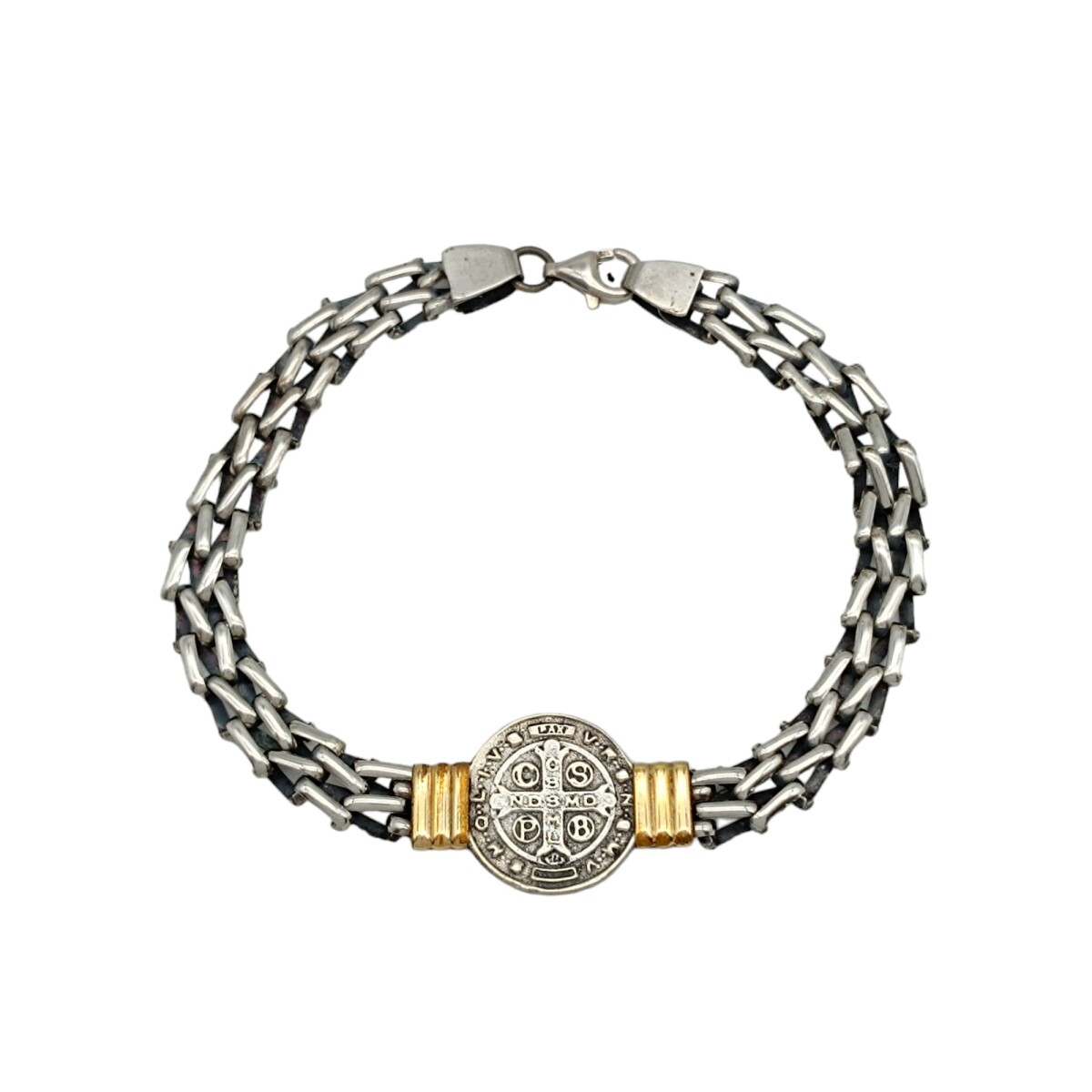 Pulsera San Benito-Plata y Oro-Sin Piedra-PU5072 - sinpiedra 
