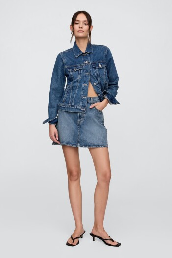 Pollera De Jean Mini Mujer Medium Wash