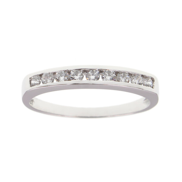 Anillo medio sin fin Chana chico en oro blanco 18k con circonias Anillo medio sin fin Chana chico en oro blanco 18k con circonias