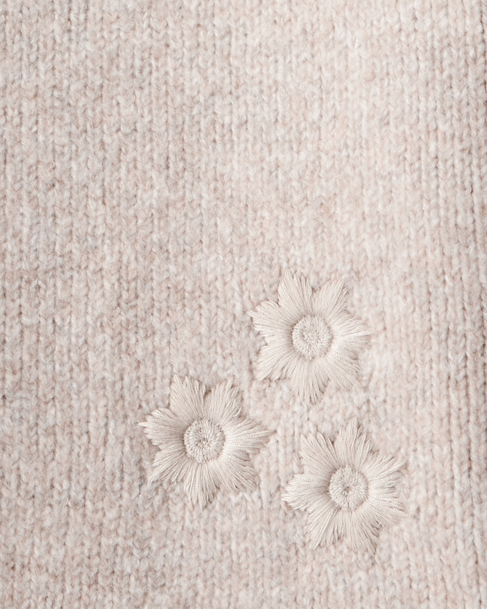 Buzo de punto, beige, bordado floral Sin color