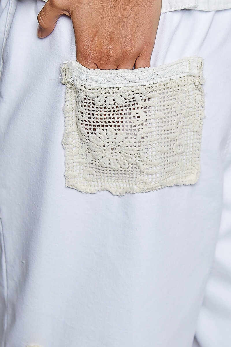 PANTALON DENIM PARCHES Blanco