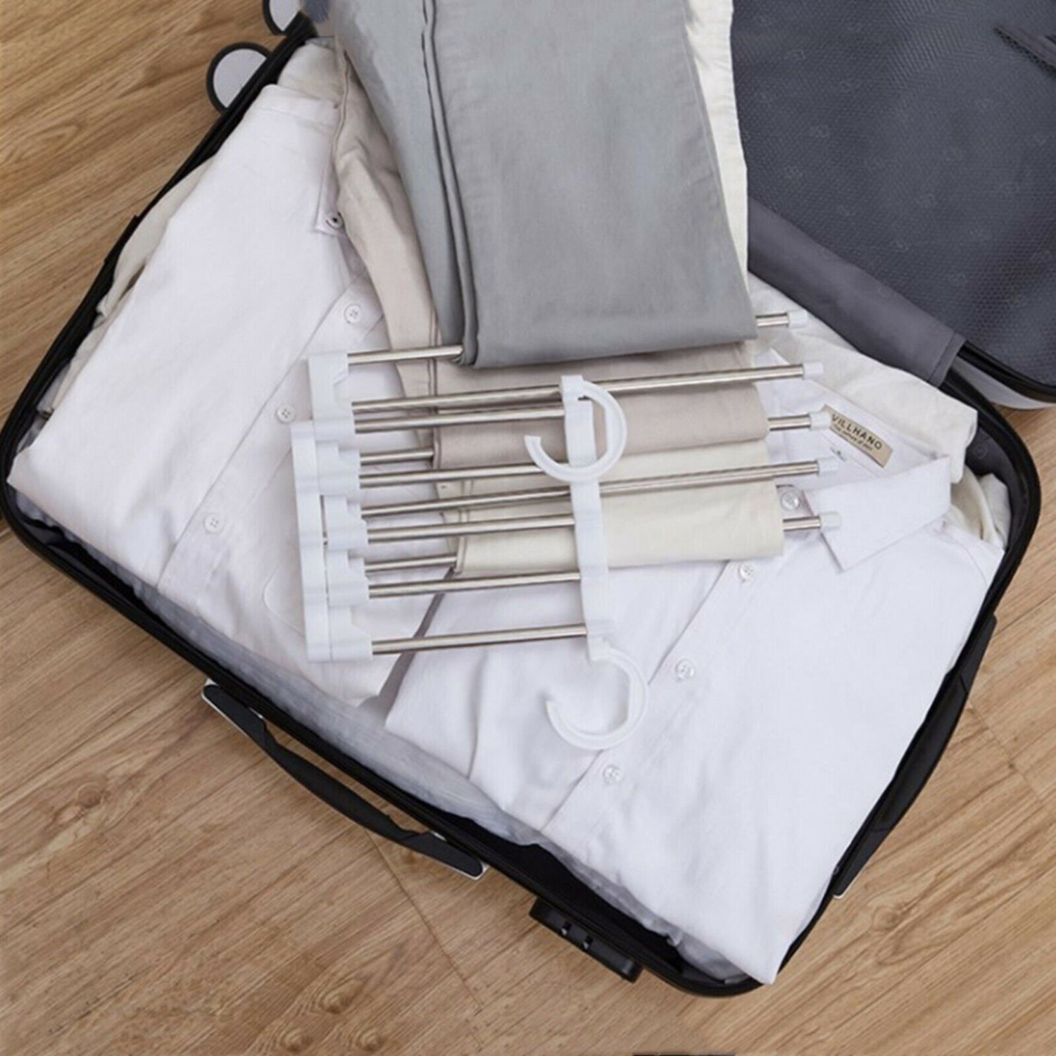 Percha Plegable Organizador De Pantalones 5 En 1 Colgador - Color Variante  Blanco — Atrix