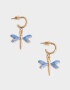Aros Argollas Azul Aros Argolla Libelula - Dorado