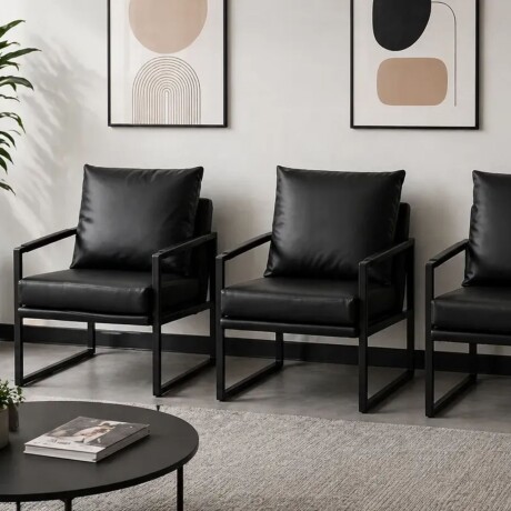 Sillón Individual en Eco Cuero y metal Negro