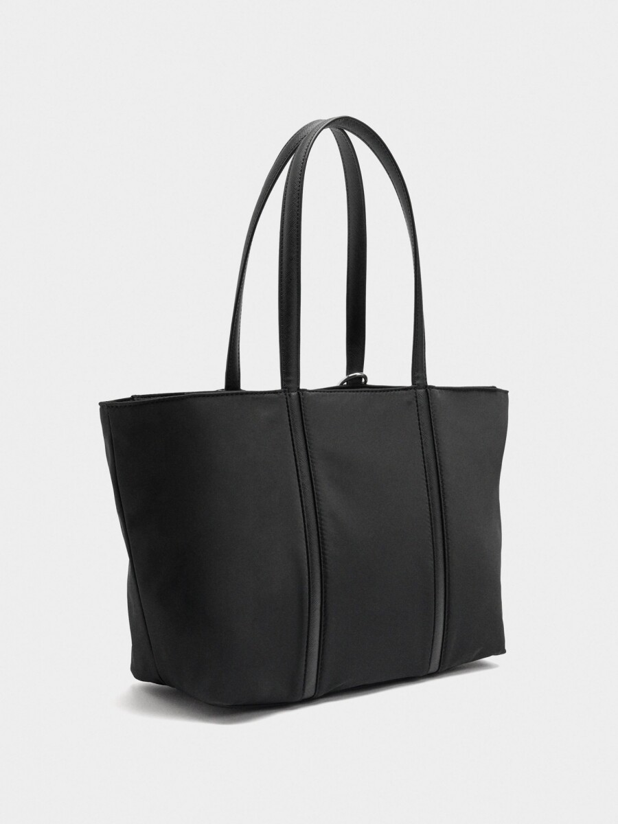 Bolso Shopper De Nylon Con Colgante negro