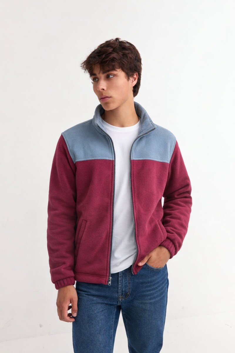 Campera de polar con corderito - Rojo 