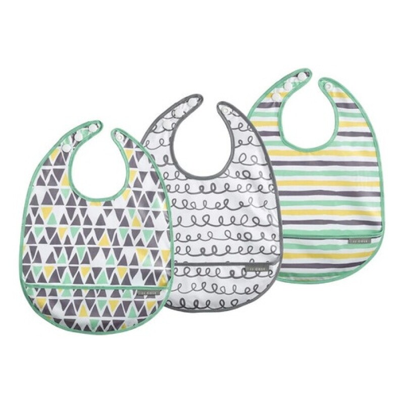 Set x3 baberos JJ Cole ajustables con bolsillo Set x3 baberos JJ Cole ajustables con bolsillo