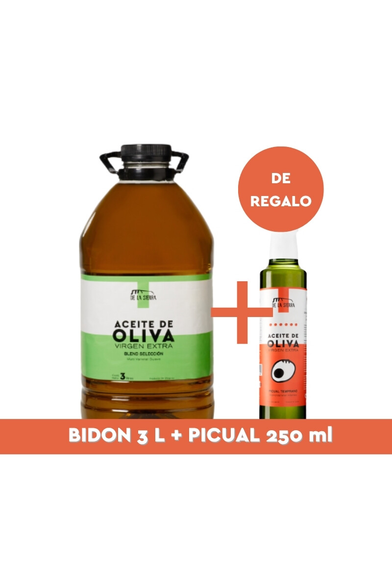 Aceite de Oliva - BLEND SELECCIÓN / 3 litros - BIDÓN FAMILIAR + PICUAL REGALO 