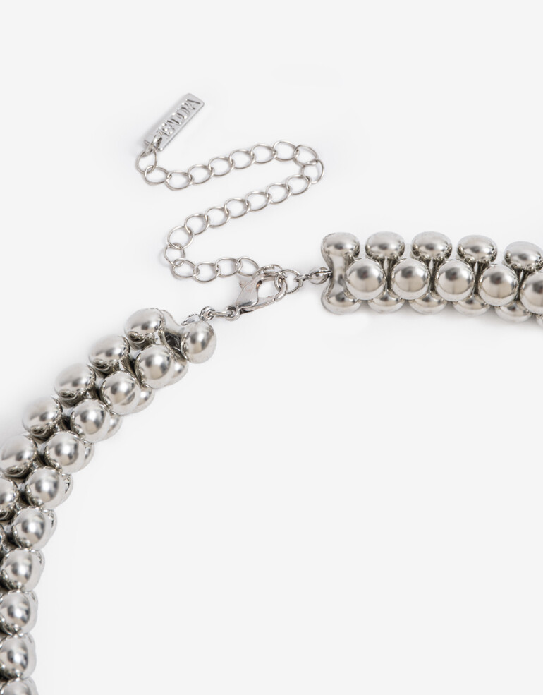 Collares Cortos Metal Collar Corto Bolones Metal - Plateado Rodio