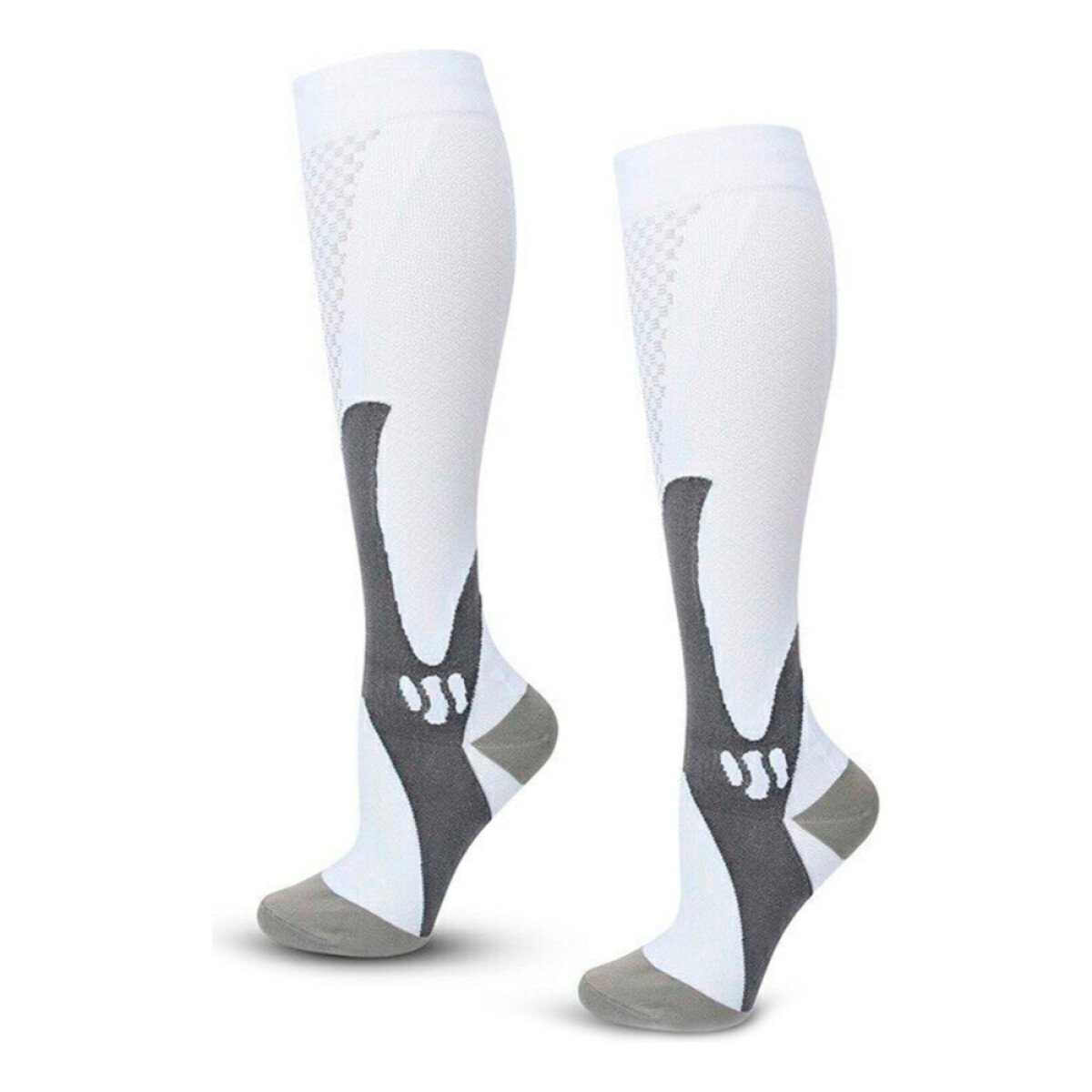 Medias Largas De Compresión Medias Fitness Deportivas - Color Variante Blanco Mediano 