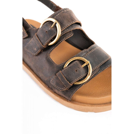 Sandalias De Doble Tira Con Talón Chocolate