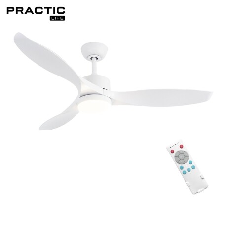 Ventilador de Techo Practic Life FS52011 con Luz LED y Control Remoto Blanco