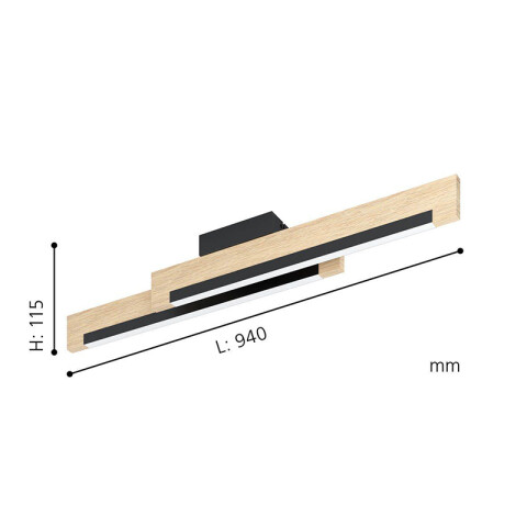 Aplique techo LED negro/madera cálida 20W CAMACHO EG0865