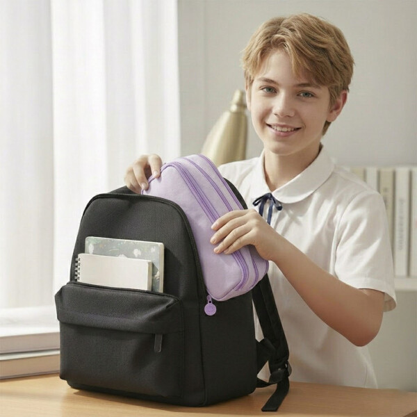 Cartuchera Escolar Liceo Escuela Organizador 4 Cierres XL Violeta