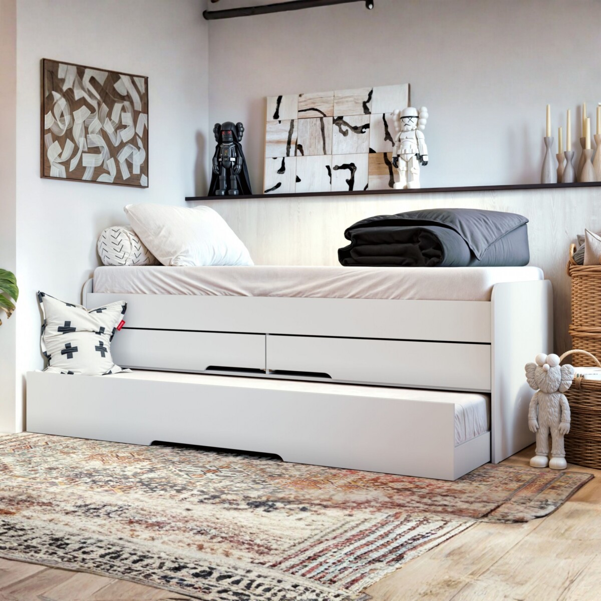 Cama Marinera 1 plaza con cajones juliette - Moderna - Blanco 