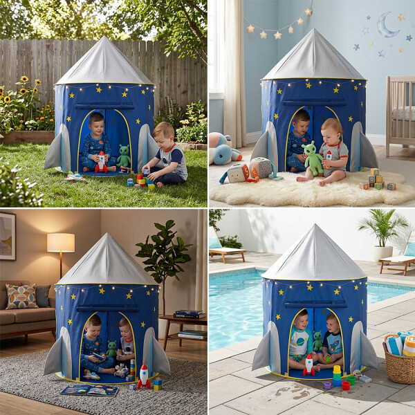 Carpa Casita Infantil Para Niños Casa Tipi Espacio Nave Cohete Espacial Estrellas Imback Color Azul Carpa Casita Infantil Para Niños Casa Tipi Espacio Nave Cohete Espacial Estrellas Imback Color Azul