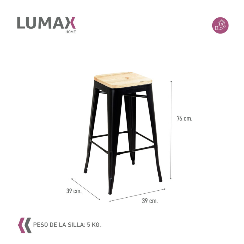 Taburete Tolix en metal y asiento de madera Negro