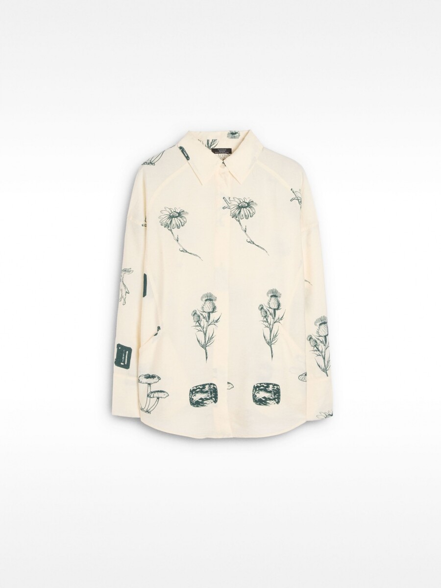 Camisa Estampada De Manga Larga multicolor