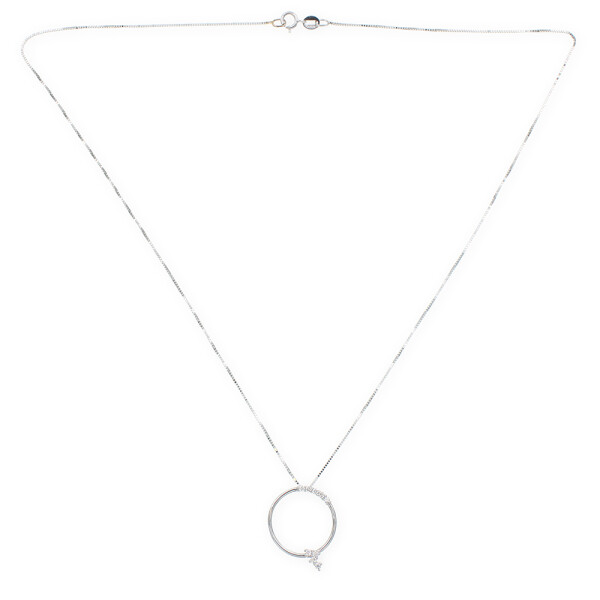 Colgante círculo en oro blanco 18k y brillantes - Incluye cadena Colgante círculo en oro blanco 18k y brillantes - Incluye cadena