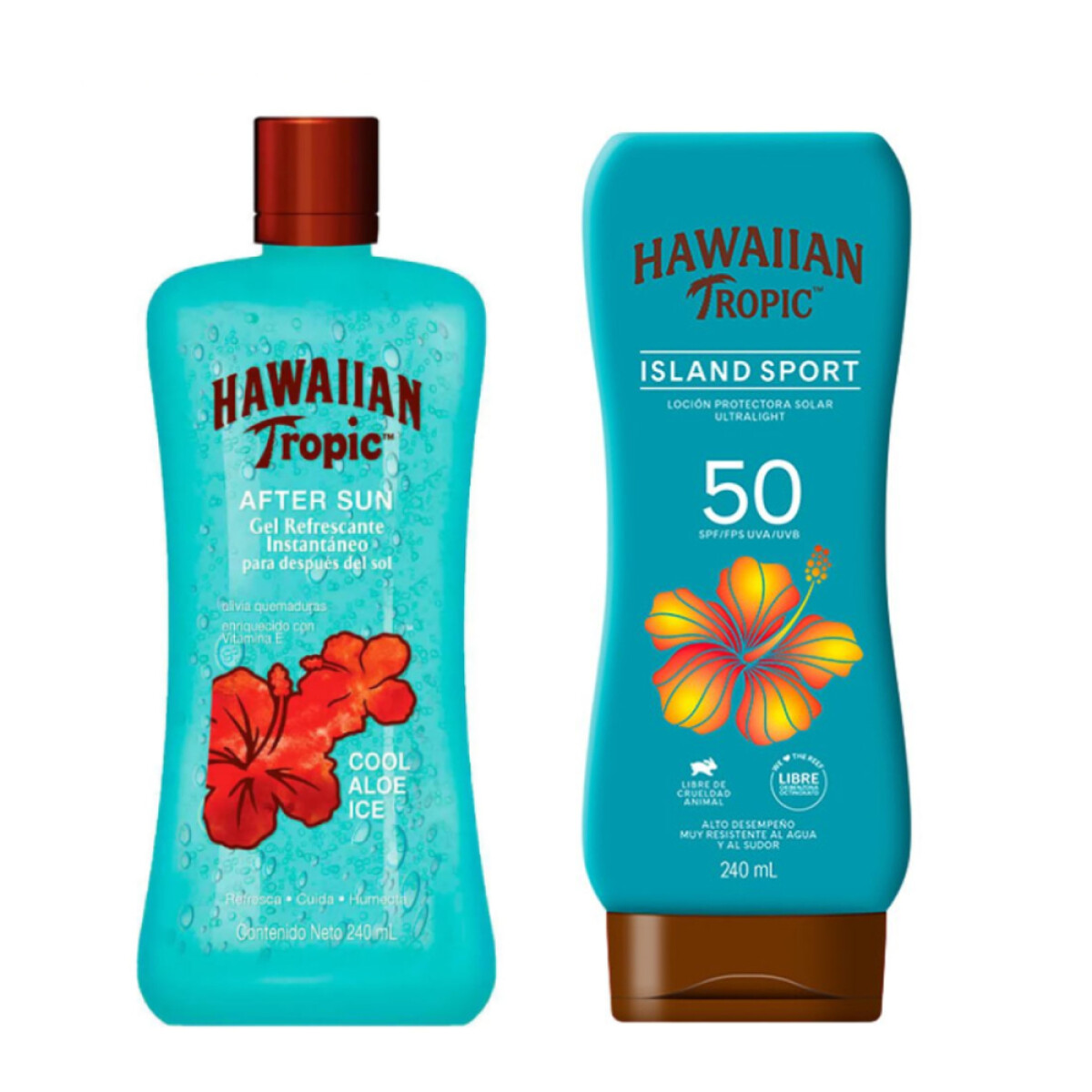 Pack Hawaiian Tropic Protector Solar Island Sport FPS50ml 240ml + Post Solar Cool Aloe Ice 240ml 