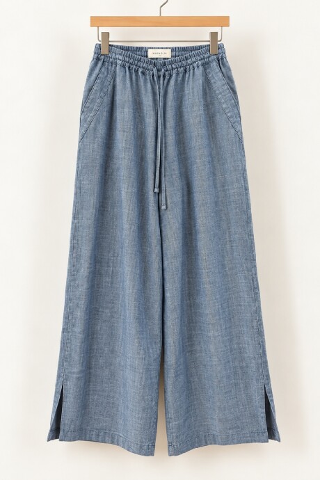 Pantalón Tulum Lino Azul Melange