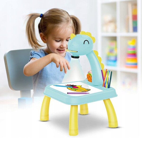 Mini Proyector Led Con Pizarra Para Dibujar Niños C/ Musica Variante Color Celeste