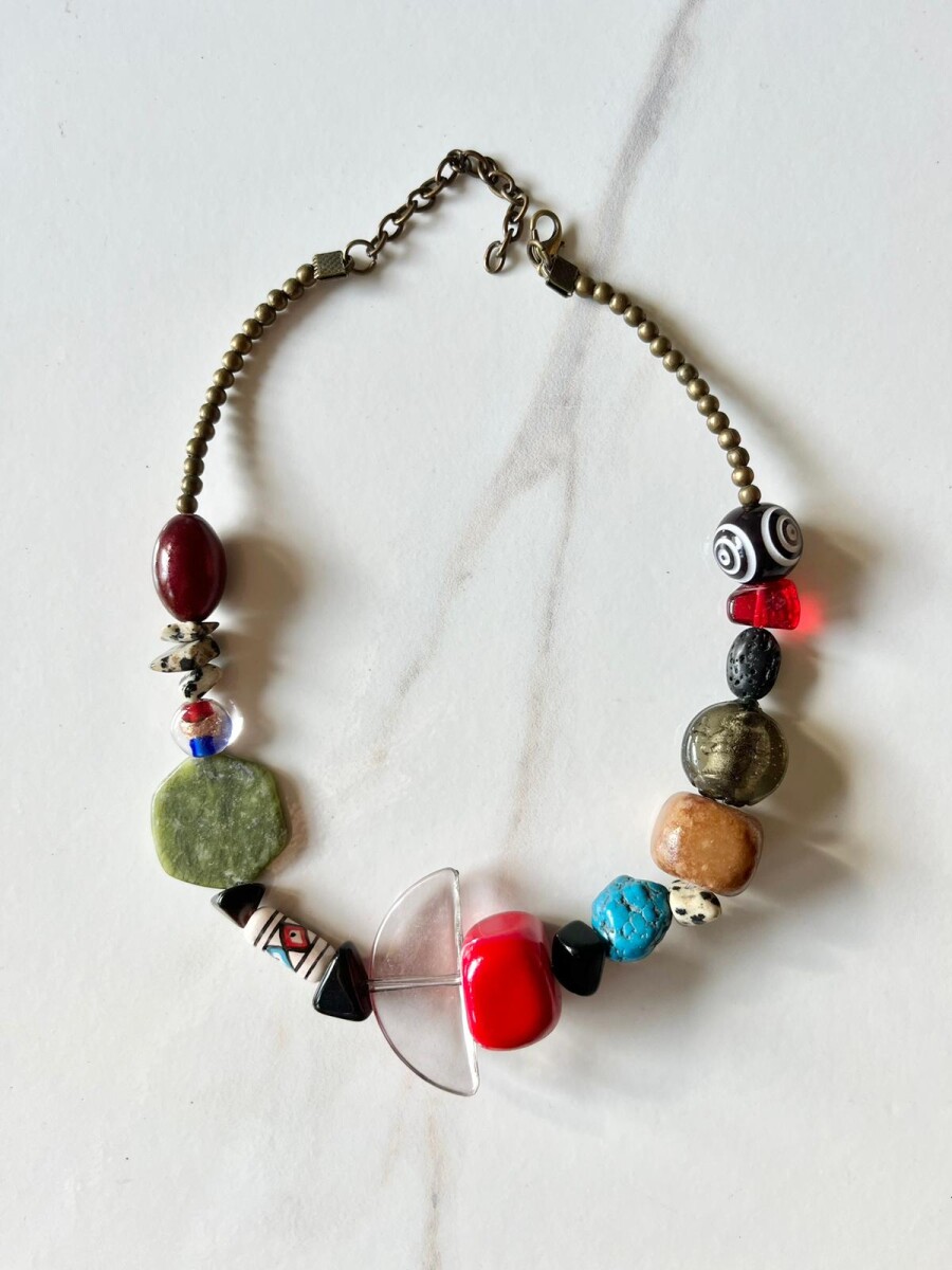 Collar Piedra - Multicolor Rojo 