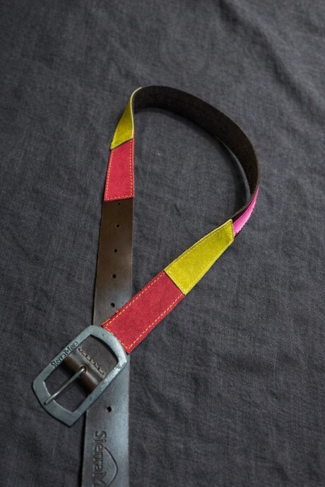 Handcrafted Belt Guri Pistacho/rosado