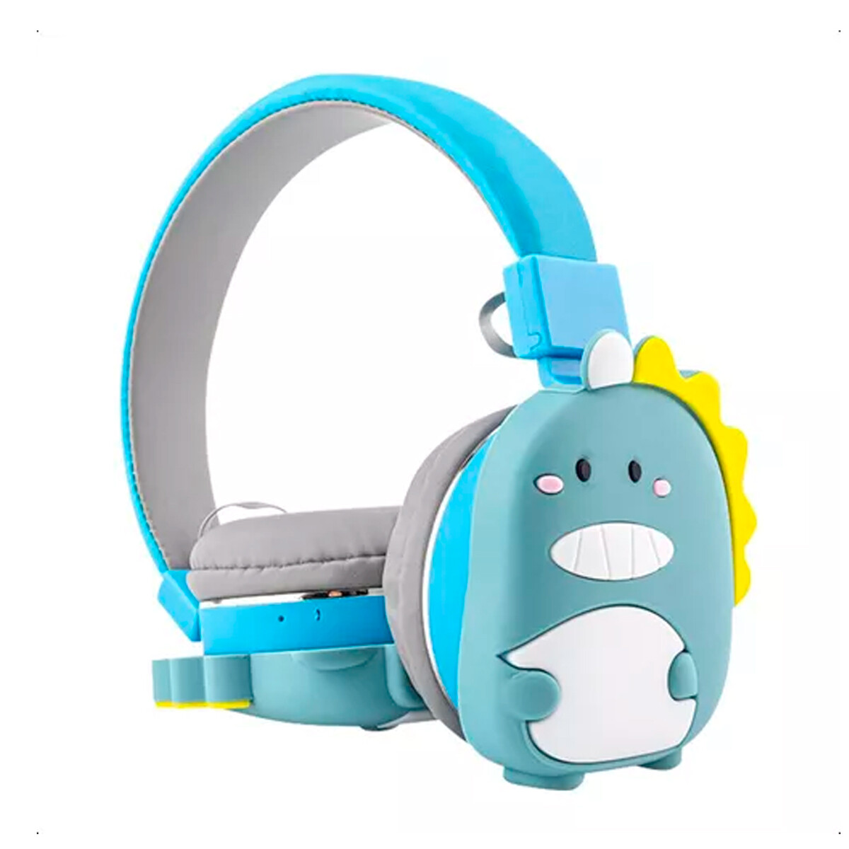 AURICULARES BLUETOOTH T-623 CON VINCHA DISEÑO DINOSAURIO AZUL 