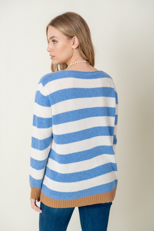 Sweater lana combinado rayas Blue