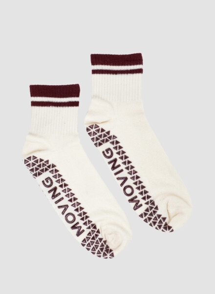 Media pilates con <br /> antideslizante 1/2 caña <br /> acanalada Blanco